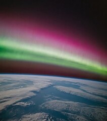 Wall Mural - aurora borealis, or northern lights, captured from the vantage point of a spacecraft window. the vib