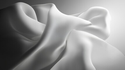 Poster - soft white fabric draped gracefully with delicate folds in softly lit setting