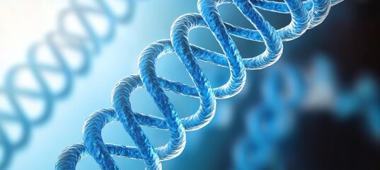 Poster - dna helix on blue abstract background a powerful symbol of cell structure, science, biochemistry.