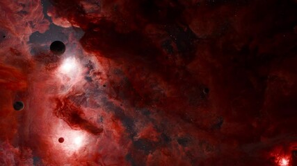 Wall Mural - nebula in outer space, planets and galaxy, 3d animation