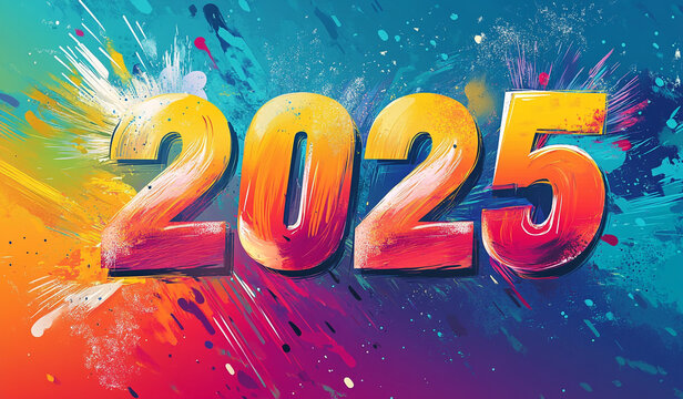 colorful watercolor 2025 background.