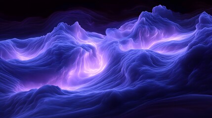 Abstract glowing purple and blue landscape.