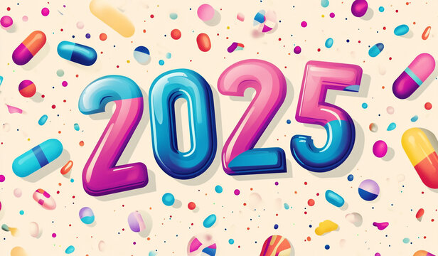 colorful watercolor 2025 background.