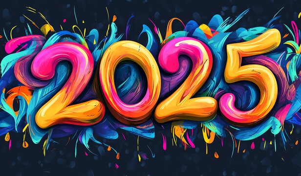 colorful watercolor 2025 background.