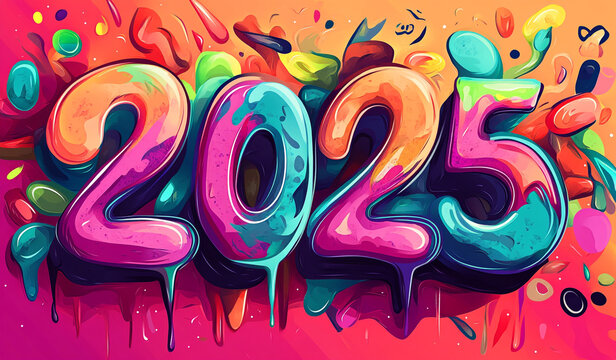 colorful watercolor 2025 background.