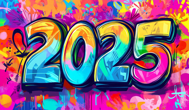 colorful watercolor 2025 background.