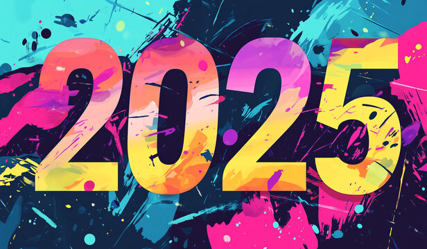 colorful watercolor 2025 background.