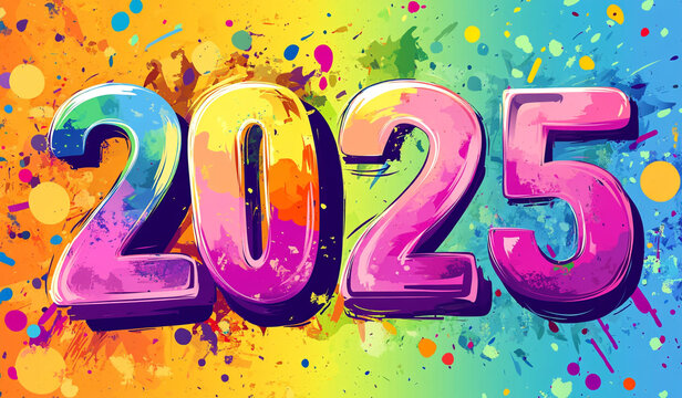 colorful watercolor 2025 background.