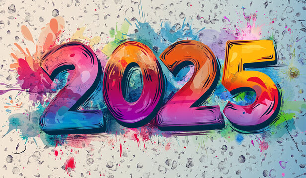 colorful watercolor 2025 background.
