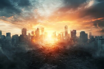Wall Mural - The elements of this image furnish the Earth apocalypse. Generative Ai