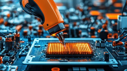 Leinwandbilder - Advanced automation revolutionizes solid-state battery production in a futuristic factory environment a comprehensive overview