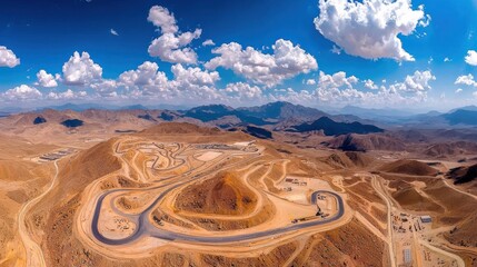 Leinwandbilder - Exploring the gigafactory for electric vehicles a panoramic view of innovative manufacturing in a desert landscape