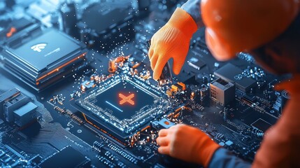 Aufkleber - Assembling battery management systems for electric vehicles manufacturing facility technical process industrial environment close-up viewpoint ev technology innovation