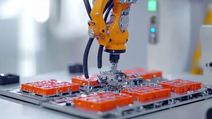 Leinwandbilder - Automated ev battery cell filling system manufacturing facility industrial process controlled environment engineering perspective standardized application for energy efficiency