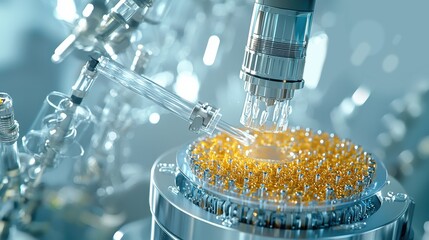 Fototapete - Exploring the high-resolution closeup of an ev battery electrode in a laboratory setting focused on innovative energy solutions