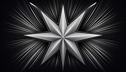 Wall Mural - Black and white star, minimalist, kaleidoscopic star. 4K graphics
