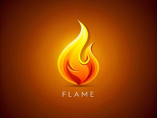 Poster - A Vibrant Stylized Flame Logo Design in Gradient Orange and Yellow with a Modern Aesthetic Suitable for Branding and Creative Projects
