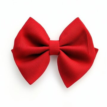 Red bow isolated on white background --style raw