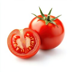 Poster - Tomato with half of tomato isolated on white background