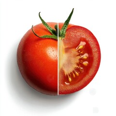 Poster - Tomato with half of tomato isolated on white background