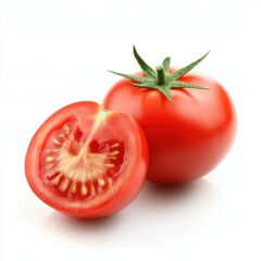 Poster - Tomato with half of tomato isolated on white background