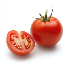 Poster - Tomato with half of tomato isolated on white background