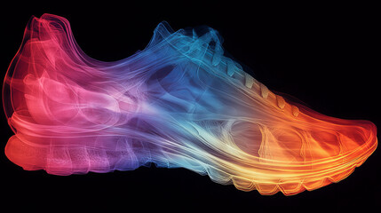 Poster - vibrant X ray of shoe showcasing unique colors and design