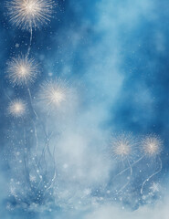 Wall Mural - fireworks in the night - abstract dark blue background - Generative AI