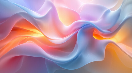 Wall Mural - ethereal abstract with a radiant moon, dynamic waves of blue and orange painting the sky