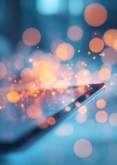 Leinwandbilder - Modern Digital Education Illuminated Tablet Screen with Abstract Bokeh