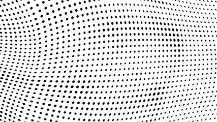 Abstract halftone wave dotted background. Halftone grunge pattern with square. Vector halftone modern pop art twisted texture for poster, cover, business card, postcard, art label layout, sticker.