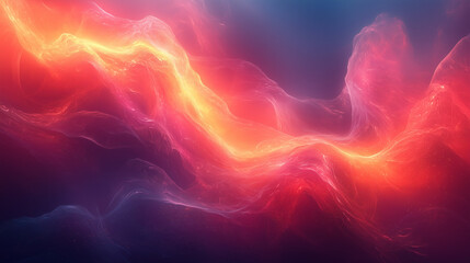 dynamic abstract waves of intense red and pink, glowing like a celestial nebula across the canvas