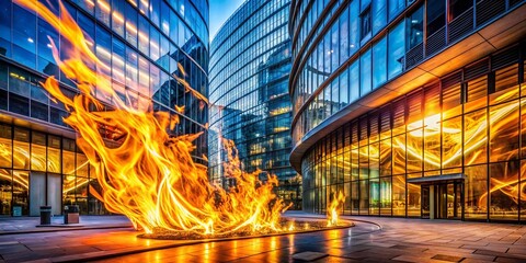 Poster - Captivating Architectural Photography Featuring a Vibrant Sparkling Flame Abstract Design with Dynamic Colors and Unique Textures for Modern Spaces