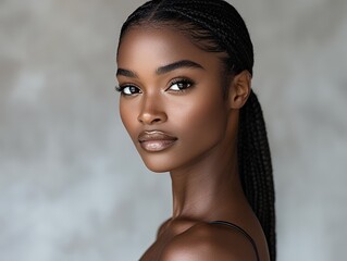 Wall Mural - Beauty portrait with rosy cheeks and subtle eyeliner