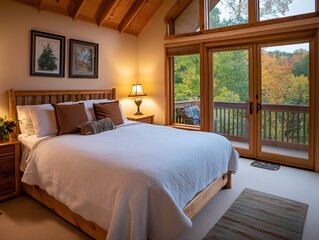 Wall Mural - Bedroom with sitting area and soft lighting