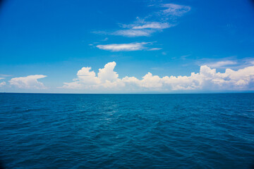 deep blue sea ocean sunny sky with cloud nature landscape