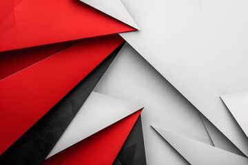 Poster - Abstract geometric presentation in white, red, and black. Generative Ai