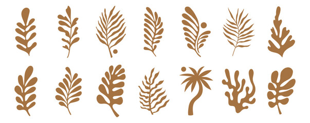 Fototapete - Vector simple minimal illustrations, simple wavy and groovy. hand drawn naive style, flowers and plants, floral botanic design templates, frames and modern wall art prints