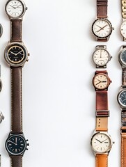 Poster - Different styles of wristwatches displayed in an organized manner on a clean surface, allowing for clear comparison and appreciation. Generative AI