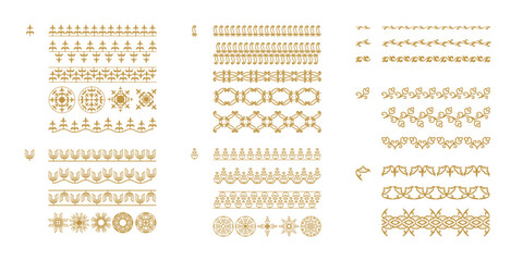 Wall Mural - vector set of floral ornaments in kazakh style. traditional pattern for decoration of textile, house