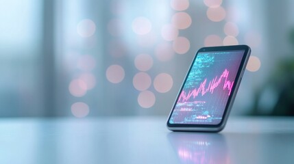 Poster - Smartphone Displaying Cryptocurrency Market Trends with Blockchain Overlay in Modern Digital Style