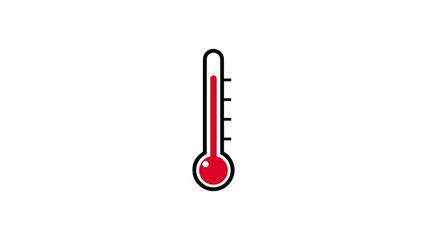 red thermometer high temperature rise animation, alpha channel on white background