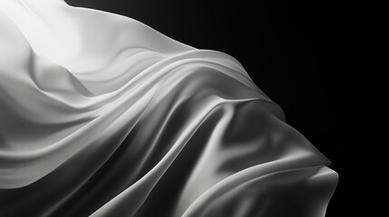 Poster - elegant white fabric draped gracefully against a dark background showcasing soft folds and contours