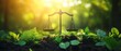 © Nattapat - A scale icon floating above a vibrant nature background, symbolizing the importance of environmental law and sustainable business practices in the corporate world