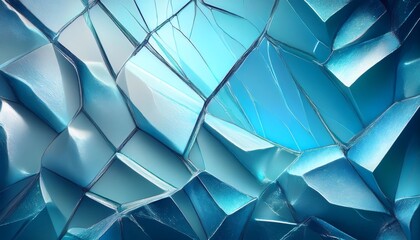 Aufkleber - geometric pattern background with abstract polygons and bright shining light blue crystals