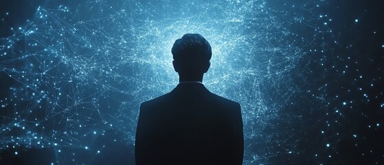 Poster - A businessman using global internet connections for finance and banking, analyzing big data through digital links to enhance business and digital marketing strategies