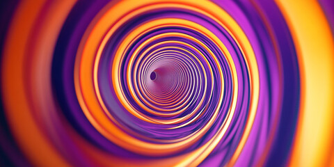 Poster - A bright orange and purple circular pattern with an inner blue spiral, creating the illusion of movement in a blurred background