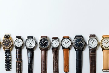 Aufkleber - Various styles of wristwatches with different bands showcase elegance and craftsmanship, providing ample space for added text or design elements. Generative AI