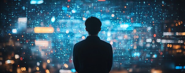 Poster - A man utilizing internet technology for business