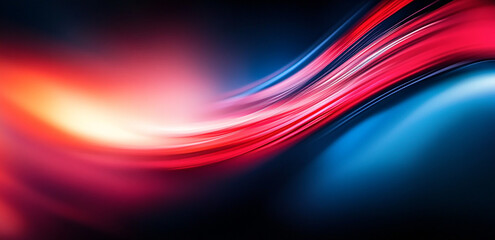 Poster - A close-up of the curved silhouette of an abstract red and blue blurred background